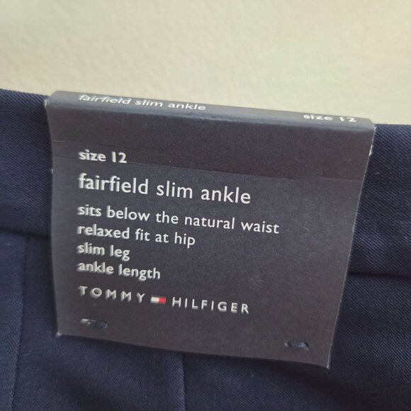 Tommy Hilfiger Fairfield Slim Ankle Trouser Pants Navy Blue Size 12 NEW with Tag - Picture 4 of 9